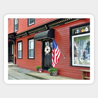 Cold Spring, NY - Street With Red Building Sticker